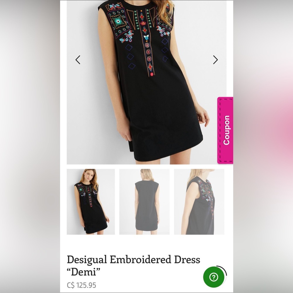 Desigual Black Sleeveless Mini Dress with Colorful Embroidery